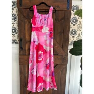 Vintage 1970s Malihini Hawaii women’s 14 pink floral maxi dress